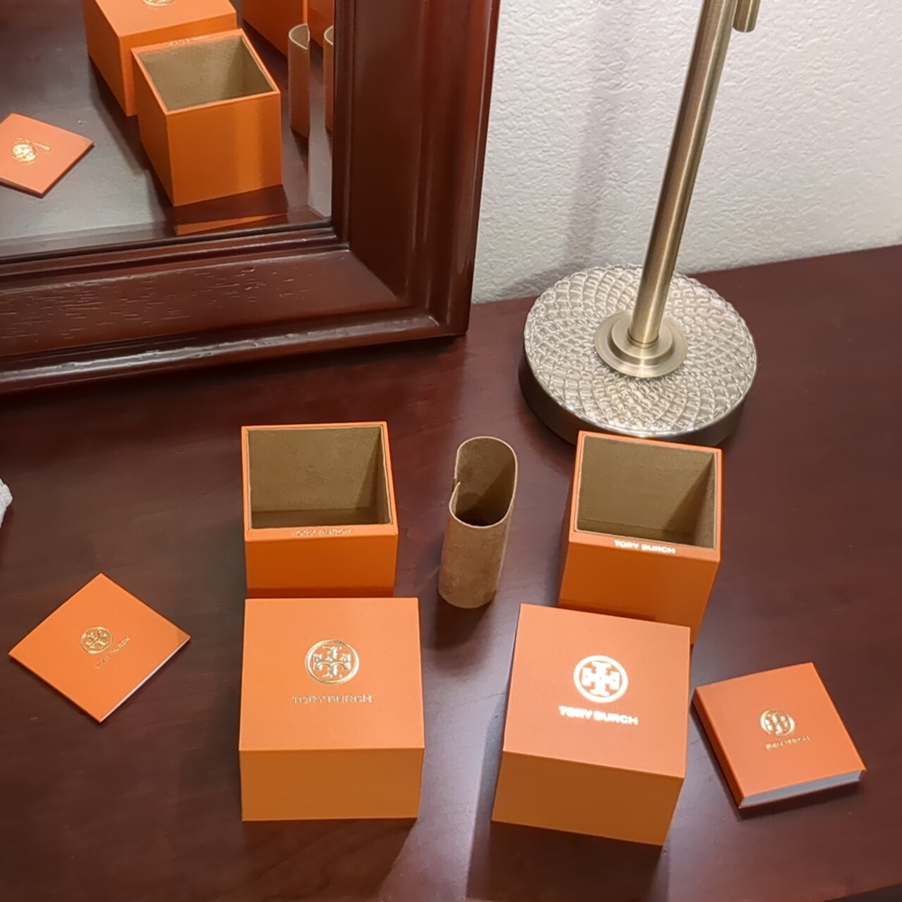 Two Tory Burch Vibrant Orange Box Set